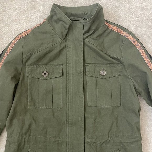 Peyton Jensen Jacket Womens Small Green Utility Pockets Casual Full Zip Snaps - Picture 2 of 10